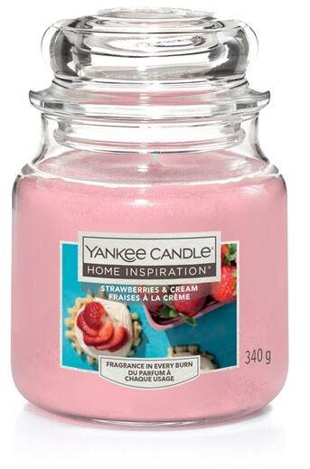 YANKEE CANDLE Yankee Candle Home Inspiration fragranza Strawberries and Cream (crema alla fragola) candela media